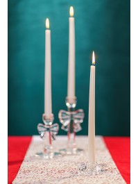 BOUGEOIR FLAMBEAU VERRE NOEUD TRANSPARENT 9.2CM X 9.2CM X 2.8CM