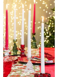 CLEAR GLASS XMAS TREE TAPER CANDLEHOLDER DIA 6.3CM X 10CM