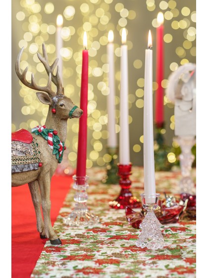 CLEAR GLASS XMAS TREE TAPER CANDLEHOLDER DIA 6.3CM X 10CM