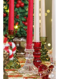 BOUGEOIR VERRE FLAMBEAU VINTAGE TRANSPARENT DIA 8CM X 10.5CM