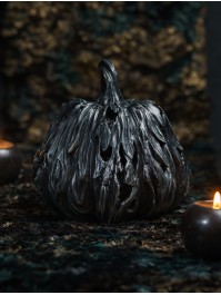 POLYRESIN TREE BARK TEXTURED PUMPKIN 14.5CM X 14.5CM X 15.5CM