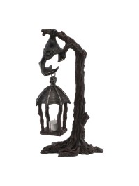 POLYRESIN BAT ON TREE BRANCH LANTERN CANDLE HOLDER 19.2CM X 15CM X 37CM