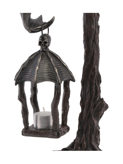POLYRESIN BAT ON TREE BRANCH LANTERN CANDLE HOLDER 19.2CM X 15CM X 37CM