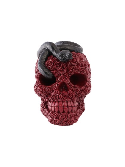 CRANE RESINE ROSES ROUGES ET SERPENT NOIR 10.5CM X 15CM X 13CM