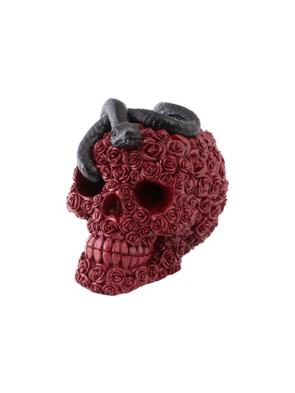 CRANE RESINE ROSES ROUGES ET SERPENT NOIR 10.5CM X 15CM X 13CM