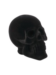 BIG POLYRESIN BLACK FLOCKED VELVET SKULL 13CM X 19CM X 16.5CM