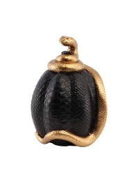 POLYRESIN BLACK SNAKE TEXTURED PUMPKIN 14CM X 16CM X 20.5CM
