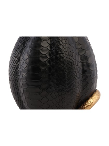 POLYRESIN BLACK SNAKE TEXTURED PUMPKIN 14CM X 16CM X 20.5CM