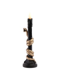 POLYRESIN BLACK LED CANDLE WITH GOLD SNAKE 11CM X 11CM X 41CM
