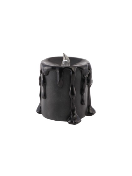 PETITE BOUGIE RESINE NOIR LED 9.5CM X 9CM X 10CM