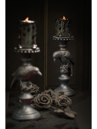 SMALL POLYRESIN BLACK LED CANDLE 9.5CM X 9CM X 10CM