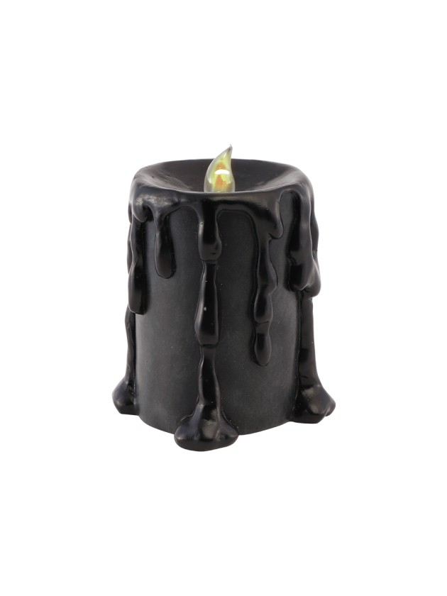 BIG POLYRESIN BLACK LED CANDLE 10CM X 8.5CM X 12CM