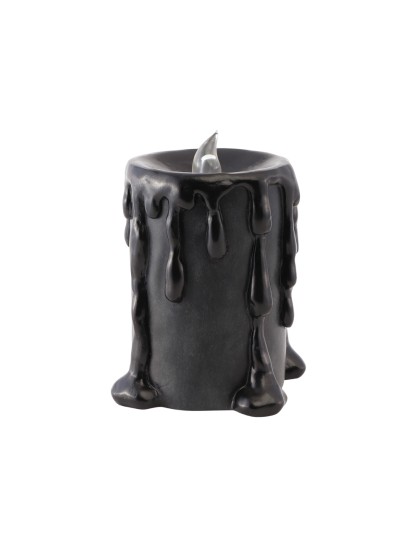 GRANDE BOUGIE RESINE NOIR LED 10CM X 8.5CM X 12CM