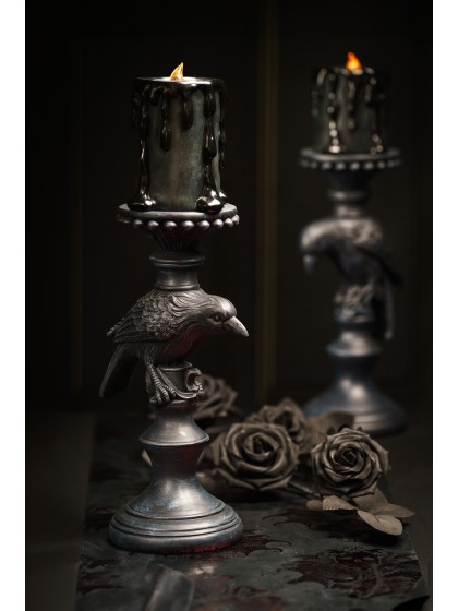 BIG POLYRESIN BLACK LED CANDLE 10CM X 8.5CM X 12CM