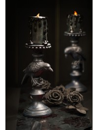 BIG POLYRESIN BLACK LED CANDLE 10CM X 8.5CM X 12CM