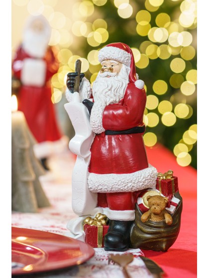 RESIN SANTA WITH LIST AND GIFTS 14CM X 10CM X 24CM