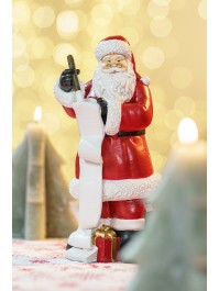 PERE NOEL RESINE AVEC LISTE ET CADEAUX 14CM X 10CM X 24CM