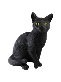 BIG POLYRESIN BLACK CAT 46.3CM X 30.2CM X 56CM