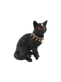 CHAT MYSTIC POLYRESINE NOIR 23CM X 15.5CM X 28CM