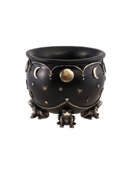 PETIT CHAUDRON RESINE PIEDS GRENOUILLES 20CM X 20CM X 17CM