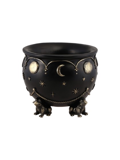 PETIT CHAUDRON RESINE PIEDS GRENOUILLES 20CM X 20CM X 17CM