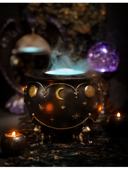 SMALL POLYRESIN CAULDRON WITH FROGS 20CM X 20CM X 17CM