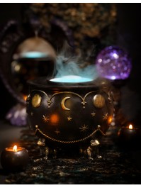 SMALL POLYRESIN CAULDRON WITH FROGS 20CM X 20CM X 17CM