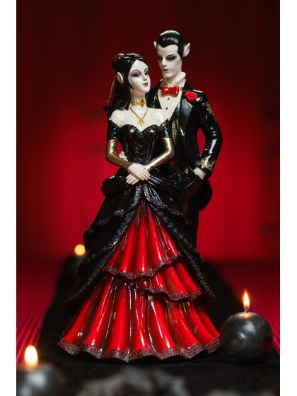 STATUE RESINE COUPLE VAMPIRES ROUGE BLOODY 19.5CM X 15.5CM X 37CM