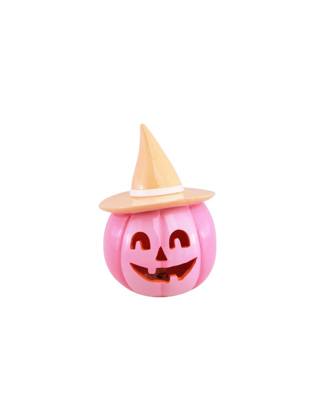 POLYRESIN PINK PUMPKIN WITH LIGHT ORANGE HAT 12.5CM X 12.3CM X 17CM
