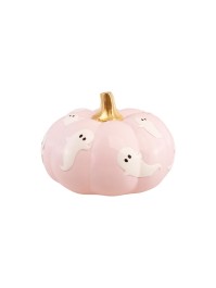 POLYRESIN LIGHT PINK PUMPKIN WITH GHOSTS 15.5CM X 15.5CM X 11CM