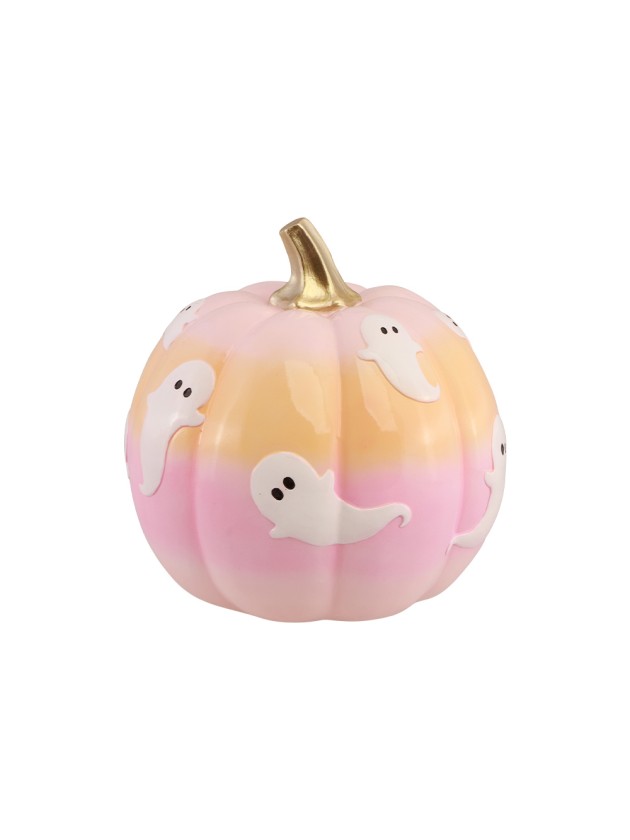 POLYRESIN CUTE PUMPKIN WITH GHOSTS 14.5CM X 14.5CM X 14.8CM