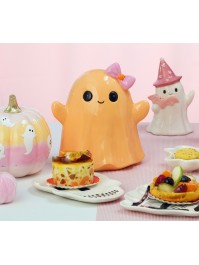 FANTOME SOURIANT RESINE ORANGE PASTEL SUMMERWEEN 18CM X 14CM X 20CM