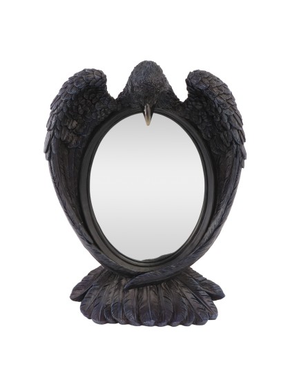MIROIR A POSER RESINE CORBEAU 23CM X 8CM X 29.5CM