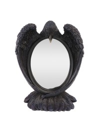 POLYRESIN CROW STANDING MIRROR 23CM X 8CM X 29.5CM