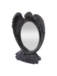 POLYRESIN CROW STANDING MIRROR 23CM X 8CM X 29.5CM