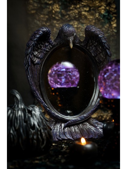 MIROIR A POSER RESINE CORBEAU 23CM X 8CM X 29.5CM