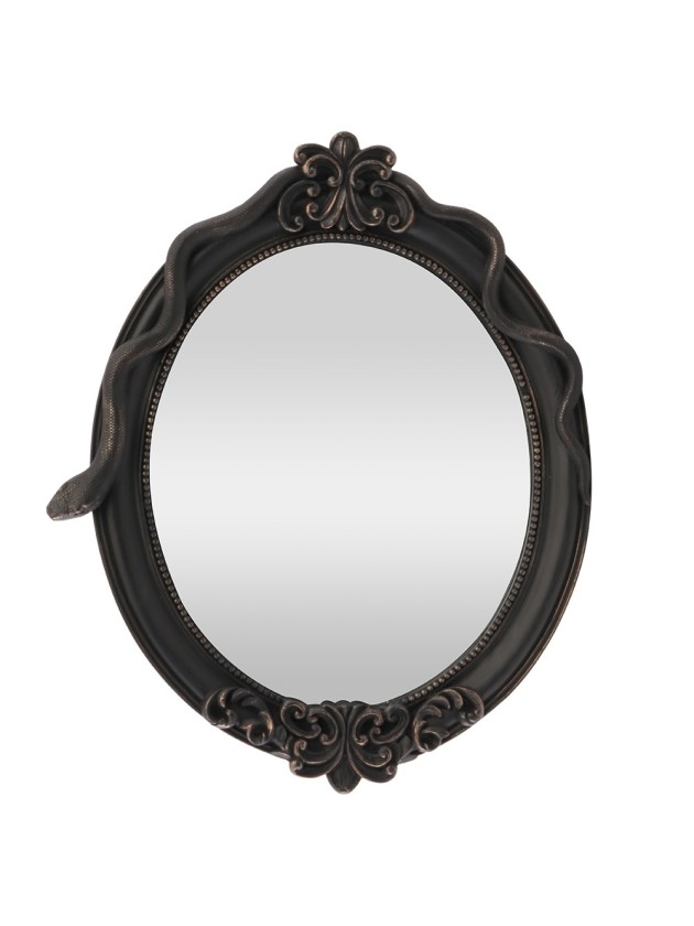 MIROIR OVALE RESINE SERPENT NOIR 30CM X 3CM X 37CM