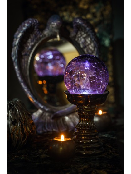 POLYRESIN MAGIC BALL PURPLE LED 10CM X 10CM X 22CM