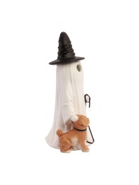 FANTOME RESINE CHAPEAU POINTU AVEC CHIEN YEUX LED DYNAMIQUES SUMMERWEEN 23.5CM X 20CM X 45.5CM