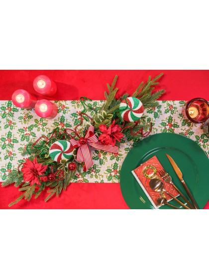 CENTRE DE TABLE PEPPERMINT SWEET 69CM X 20CM X 10CM