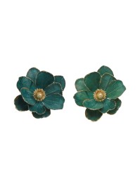 TEAL DECO FLOWER WITH CLIP - 2 ASS DIA 16CM X 12CM
