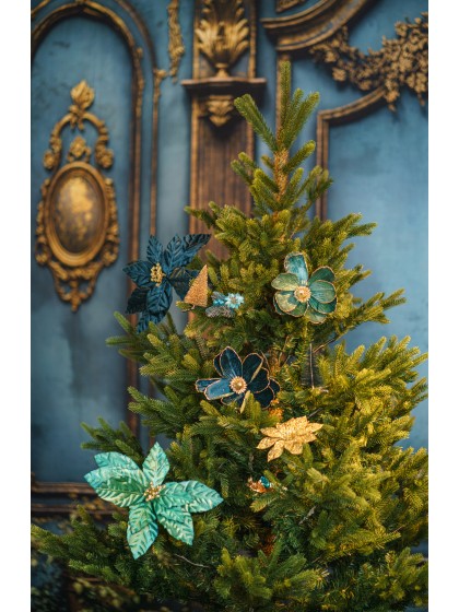 FLEUR DECO TEAL SUR CLIP - 2 ASS DIA 16CM X 12CM