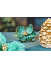 TEAL DECO FLOWER WITH CLIP - 2 ASS DIA 16CM X 12CM