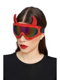 RED DEVIL DIAMONDS STRASS SKI GOGGLES 18CM X 13CM