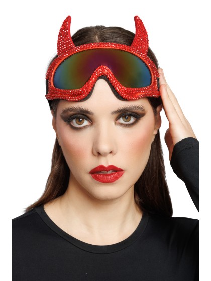 RED DEVIL DIAMONDS STRASS SKI GOGGLES 18CM X 13CM