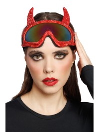 LUNETTES MASQUE DE SKI DIABLE STRASS DIAMONDS ROUGE 18CM X 13CM
