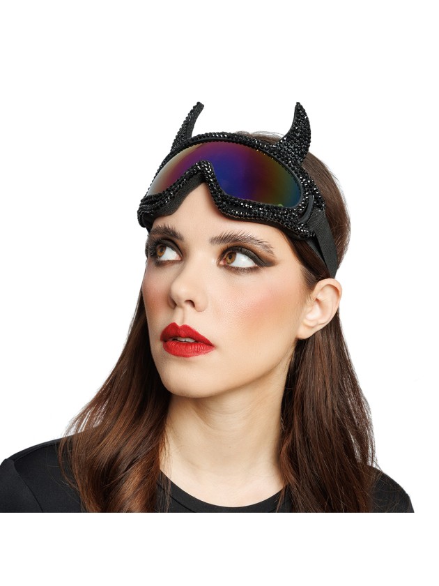 BLACK CAT DIAMONDS STRASS SKI GOGGLES 18CM X 13CM
