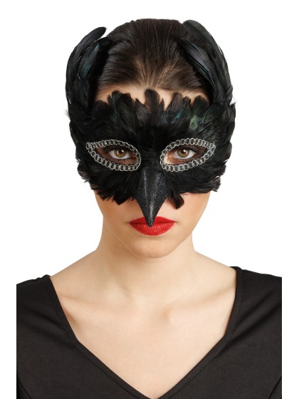 BLACK RAVEN FEATHER MASK 17CM X 12CM X 15CM