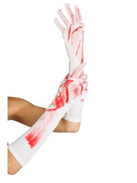 SET BRAUT BLUTVERSCHMIERT - 2 PCS HAARREIF UND HANDSCHUHE STIRNBAND: 18CM X 5CM X 90CM Handschuhe: 9CM X 2CM X 43CM 