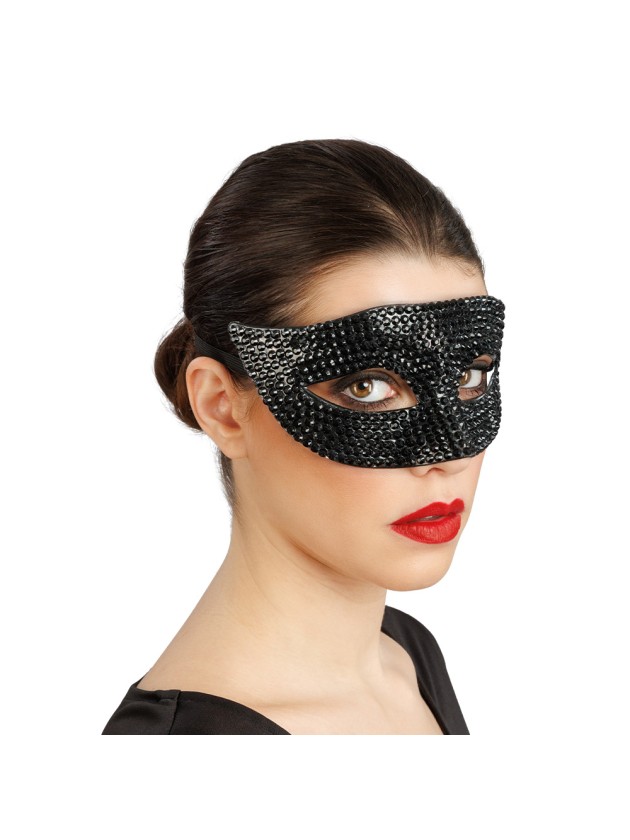 HALF MASK WITH BLACK DIAMONDS STRASS 17CM X 8CM X 8.5CM